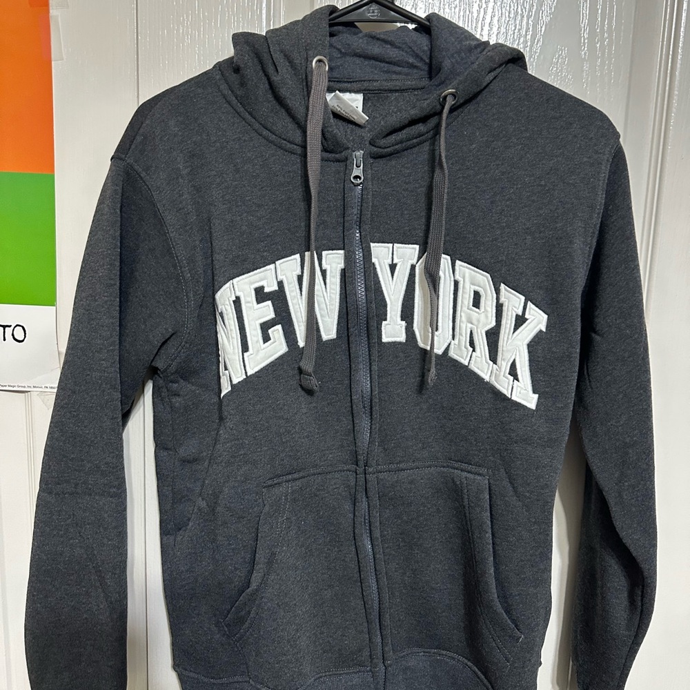 New York Gray Zip-Up Hoodie